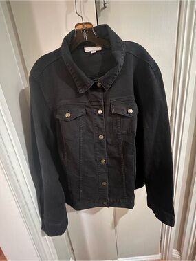 Woman Within Black Denim Trucker Jacket size 22